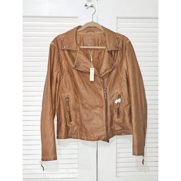 NWT Max Studio Women's Camel/Brown Faux Leather Jacket Size XL 089 - Picture 10 of 13